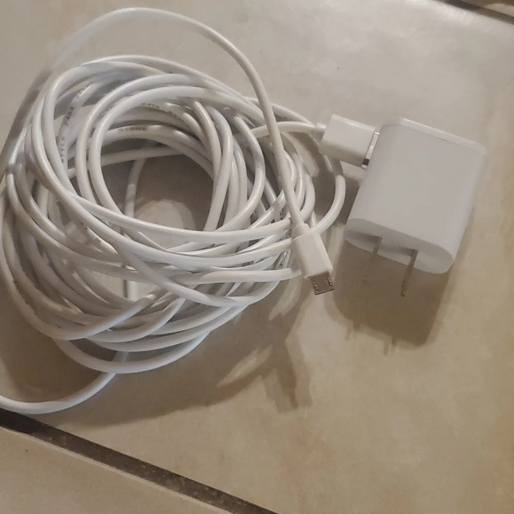 16ft Micro USB cord with Wall Plug White